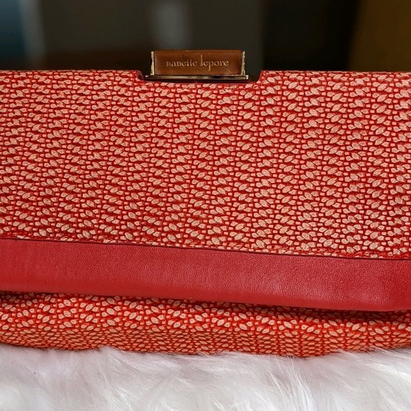 NWOT Nanette Lepore Woven-Textured Leather Clutch - Picture 1 of 6